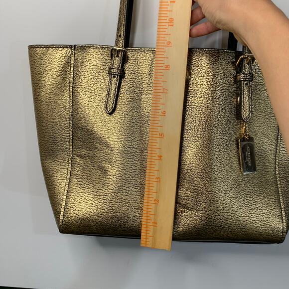 Coach Gold Metallic Turnlock Tote - Picture 7 of 16